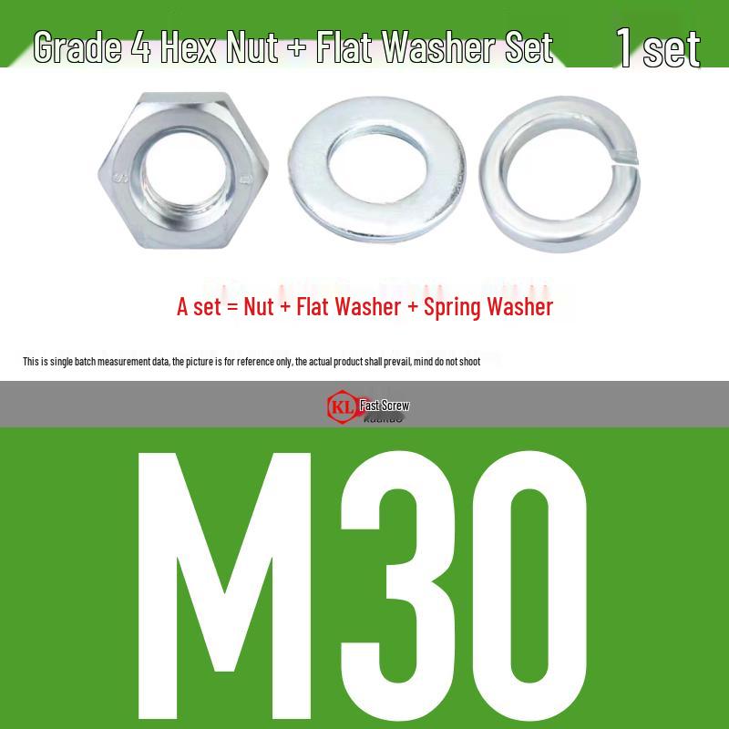 Galvanized Hex Nuts, Flat Washers, Spring Washers in M2-M48, Blue and White Zinc Coated