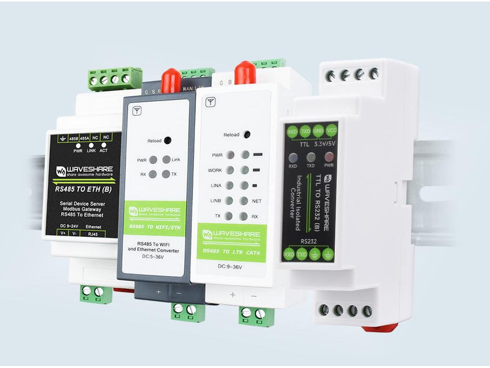 Rail-Mount TTL to RS232 Module with Electrical Isolation and Multi-Level Surge Protection