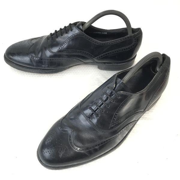 

80s Vintage/HANOVER MASTER FLEX/Wingtip Goodyear Welt Shoes/10D/27.0-27.5-28.0/Black/BLACK/