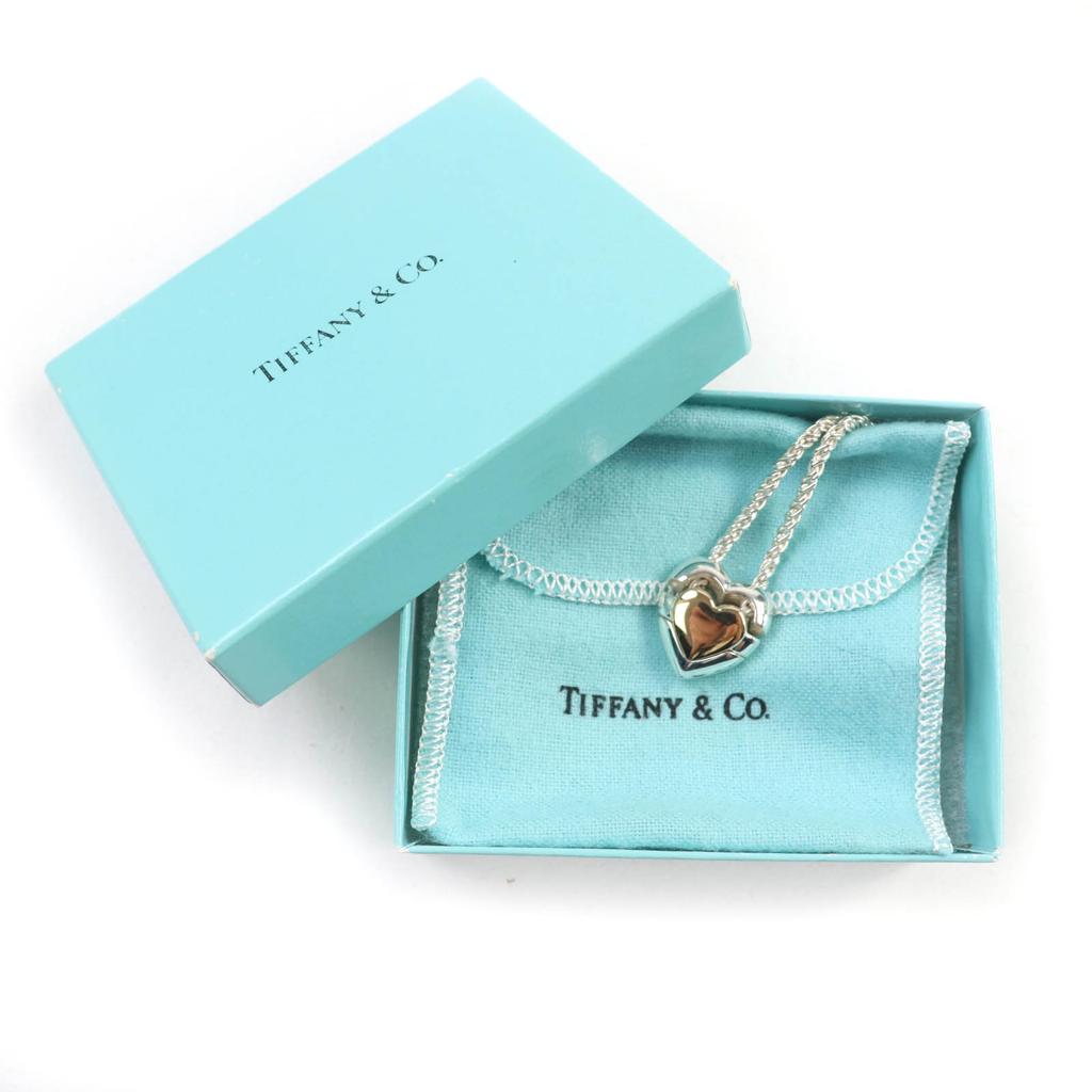 TIFFANY&Co. Necklace Heart Puzzle Silver gold 925 Women Used