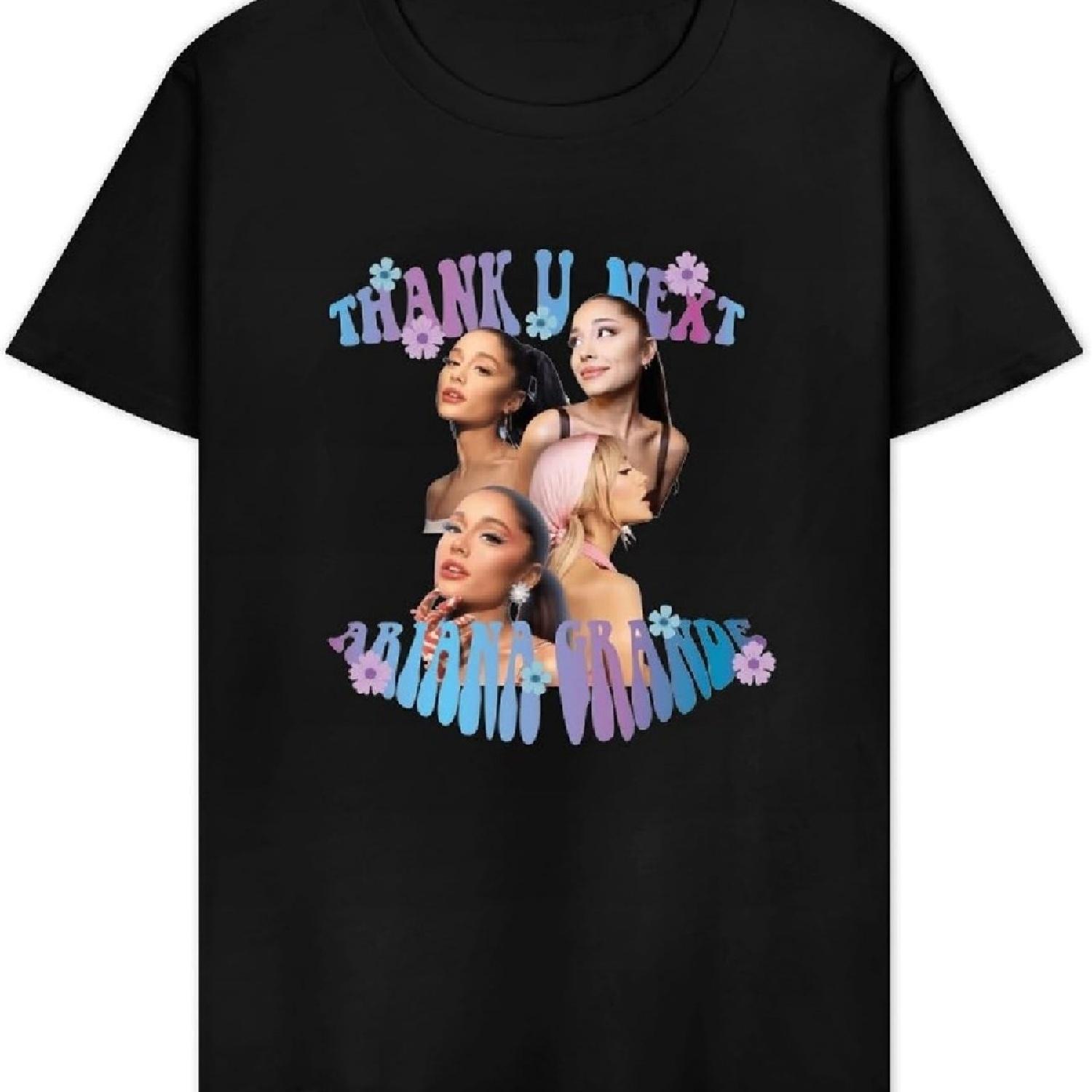 

Футболка Ariana-Music-Мужская-Женская-Grande-Thank-You-Next-Повседневная-100-хлопковая-Футболка-Круглая Черная XXXXXL