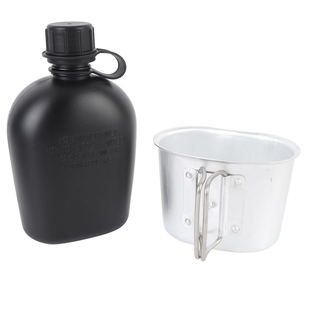 Outdoor Canteen Kit PE 1L Canteen Water Bottle with Bottle Pouch and Cup for Camping Hiking Backpacking