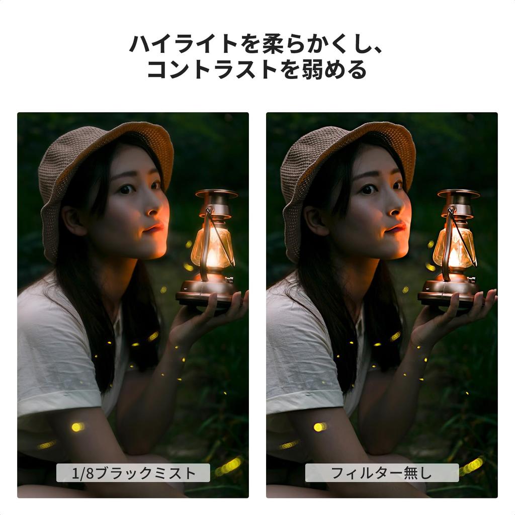 Filtru de ceață neagră Concept de 55 mm, efect delicat pentru reglarea contrastului, filtru de delimitare delicată, difuzie neagră, nano-acoperire cu 24 de straturi, design cu cadru subțire