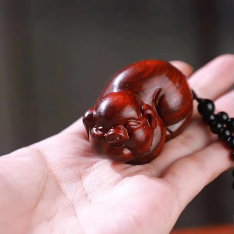 Rosenholz Pixiu Reichtumsanhänger - Nashornhorn-Design