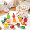 Kids' Wooden Fruit Cutting Toy Set - Educational Role-Play Kitchen Bucket