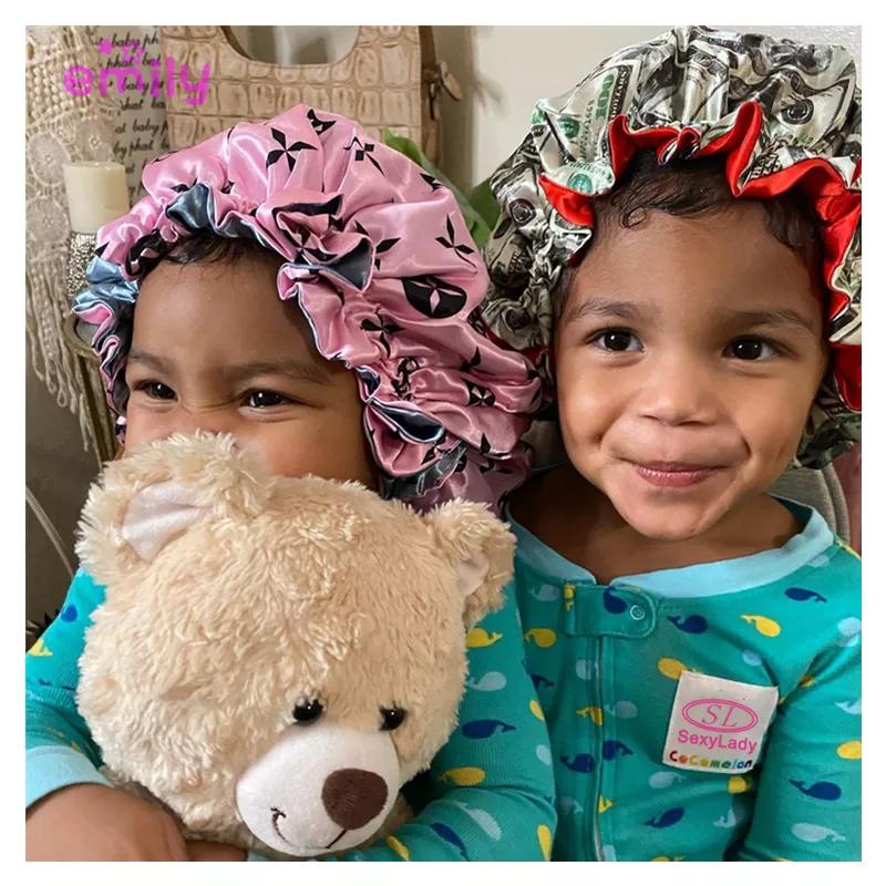 100% Silk Hair Weave Bonnet Satin Designer Bonnets Double Layer Hair Bonnets