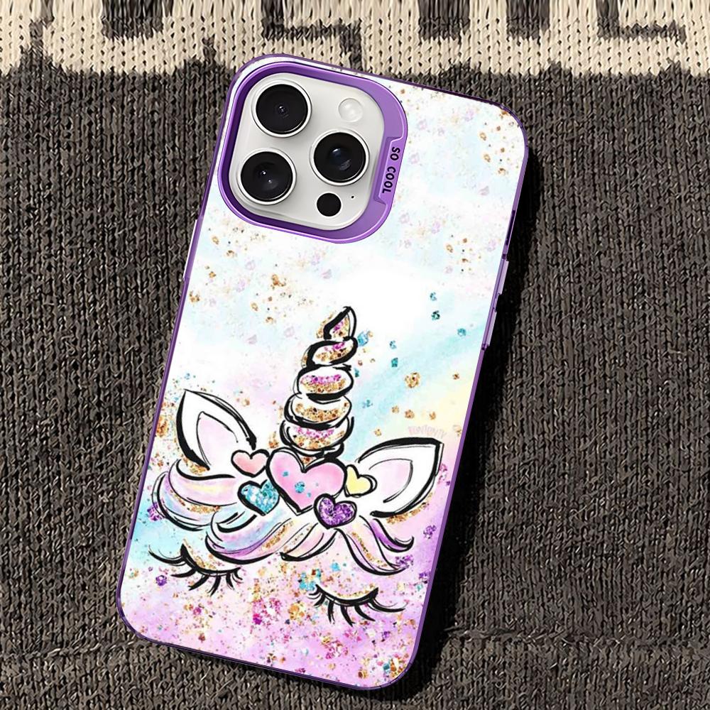 Unicorn cartoon Phone Case For iPhone 16 15 14 13 12 11 Pro Max X XR XSMAX 8 7 Plus Matte Shockproof Back Cover