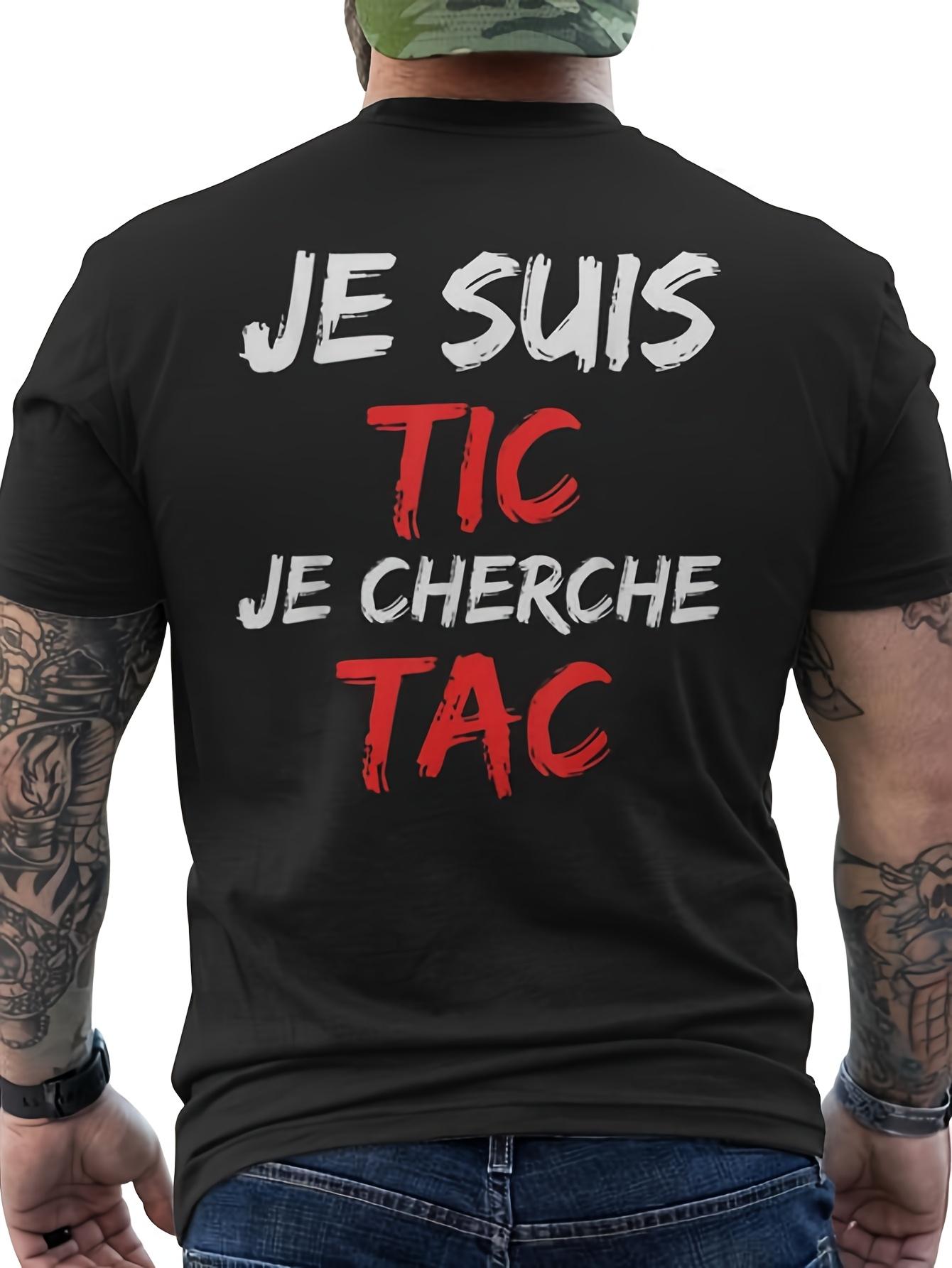 T-Shirt y2k French Phrase T Black/White L