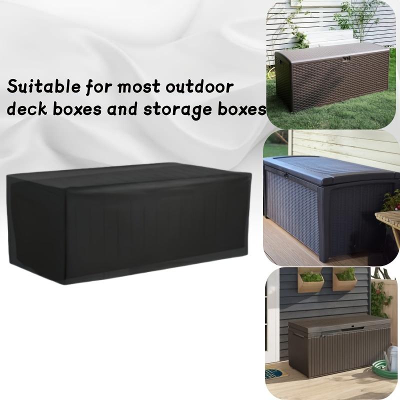 Einteilige Outdoor-Terrassenbox-Abdeckung - Schwarzes Premium-Oxford-Gewebe - Kompatibel mit den meisten anderen Terrassenboxen (nur Hülle)