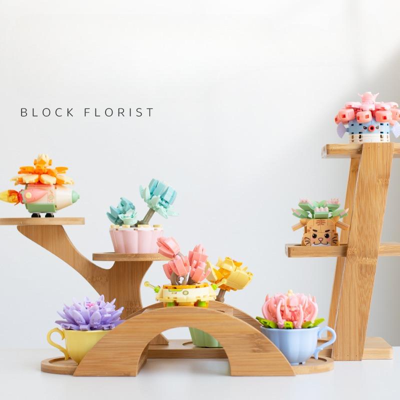 Block Flower Valentine's Day Multi -meat Potted Plastic Plasma Decoration Puzzle Assembly Building Block Toys