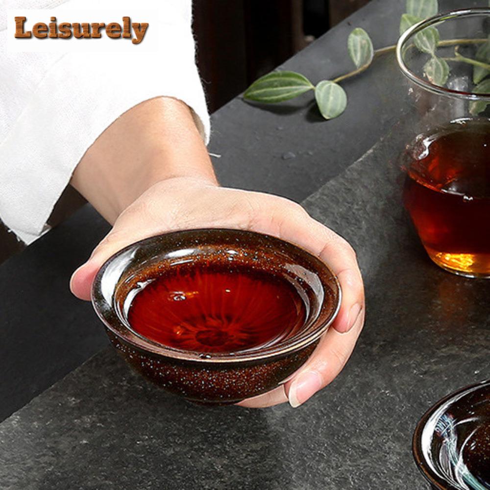 Ručně vyráběný kameninový čajový šálek v japonském stylu, změna glazury v peci, černý, malý, jeden šálek, miska na čaj Puer, starobylý meditační šálek, čajová souprava Kung Fu