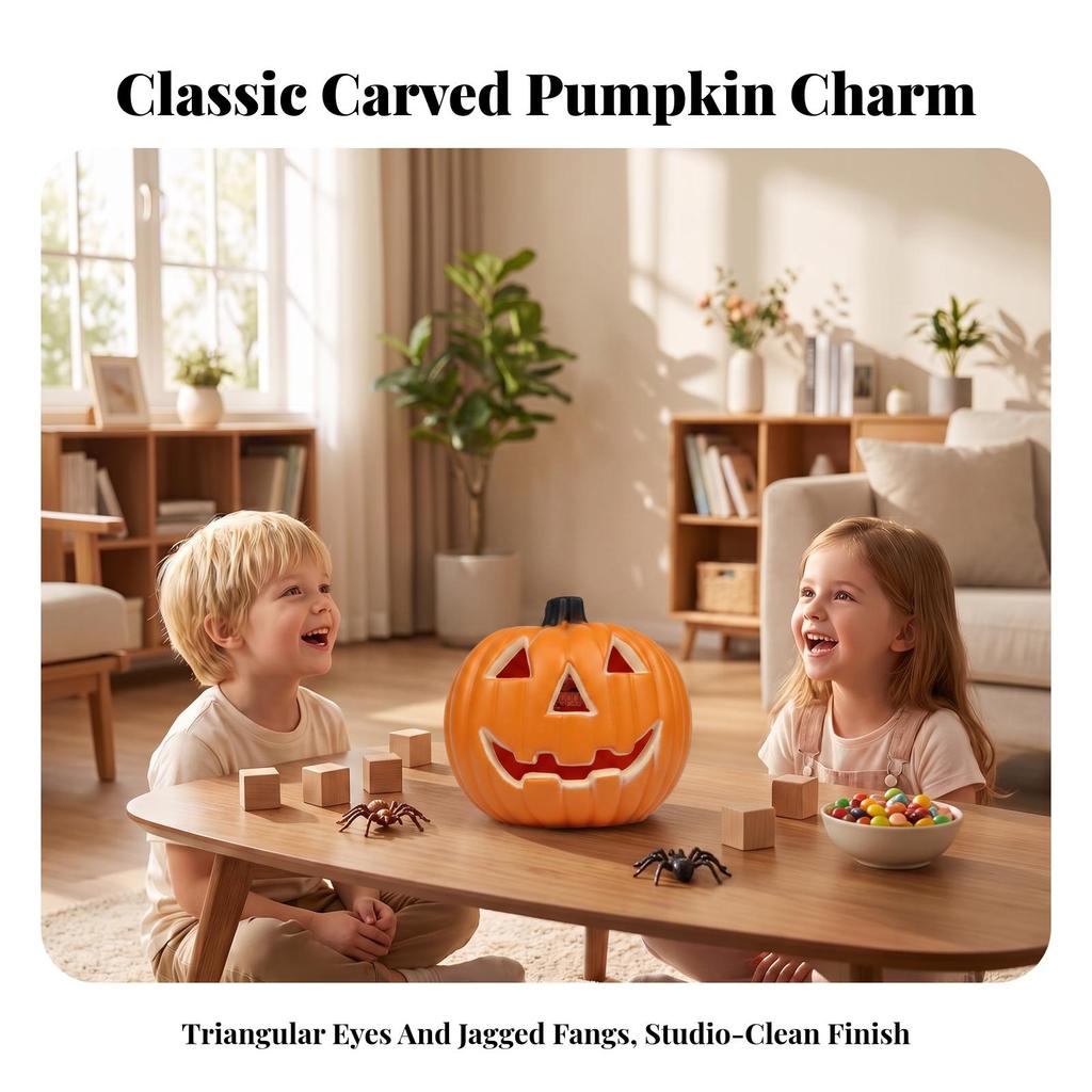 Jack-O'-Lantern Shatterproof Polypropylene Pumpkin Compact for Shelves