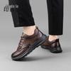 Fu De Le 2025 Men's Genuine Leather Non-Slip Dad Shoes - Soft Sole, Comfortable Cowhide Leather