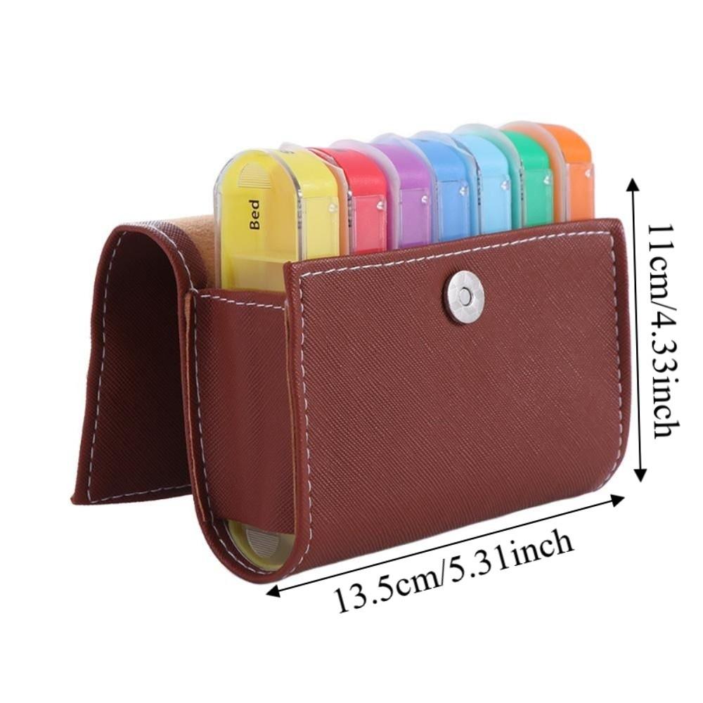 Week Mark 7-Day Pill Organizer PU Carrying Case Daily Pill Box 28-Grid Vitamin Storage  Travel