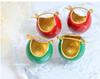 Unisex Red and Green Enamel Trendy Versatile Christmas Ear Cuffs Earrings