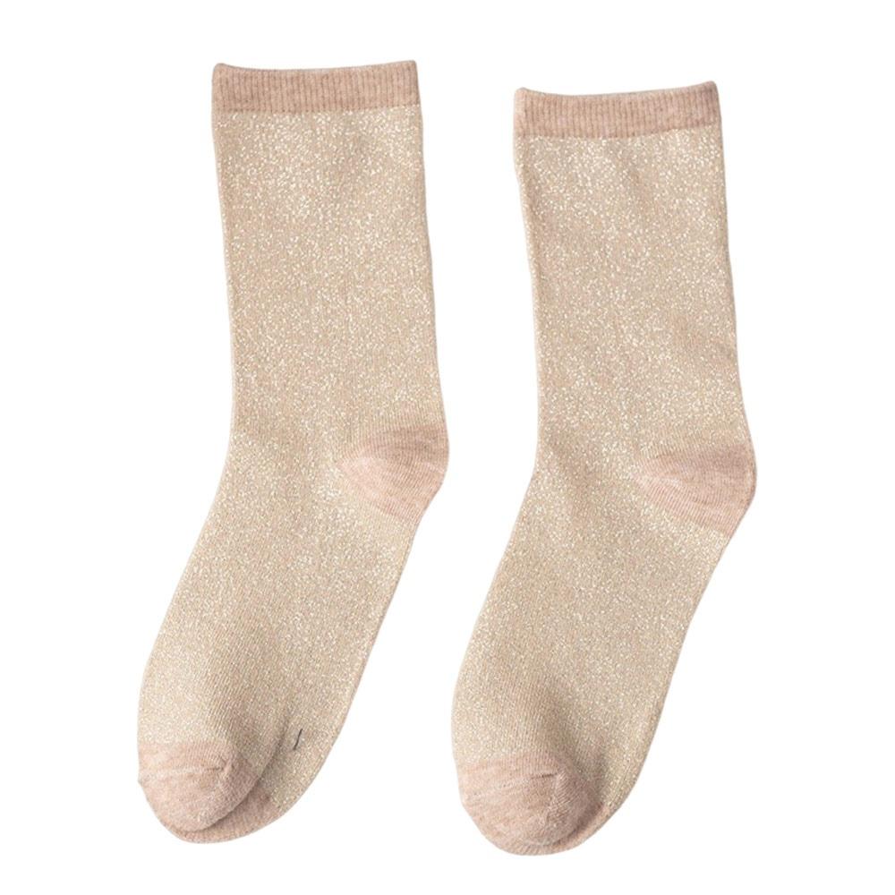 Hochwertige Metallic-Faden Damensocken Bunte Elastische Sportsocken Glänzende Atmungsaktive Crew-Socken Tägliches Tragen