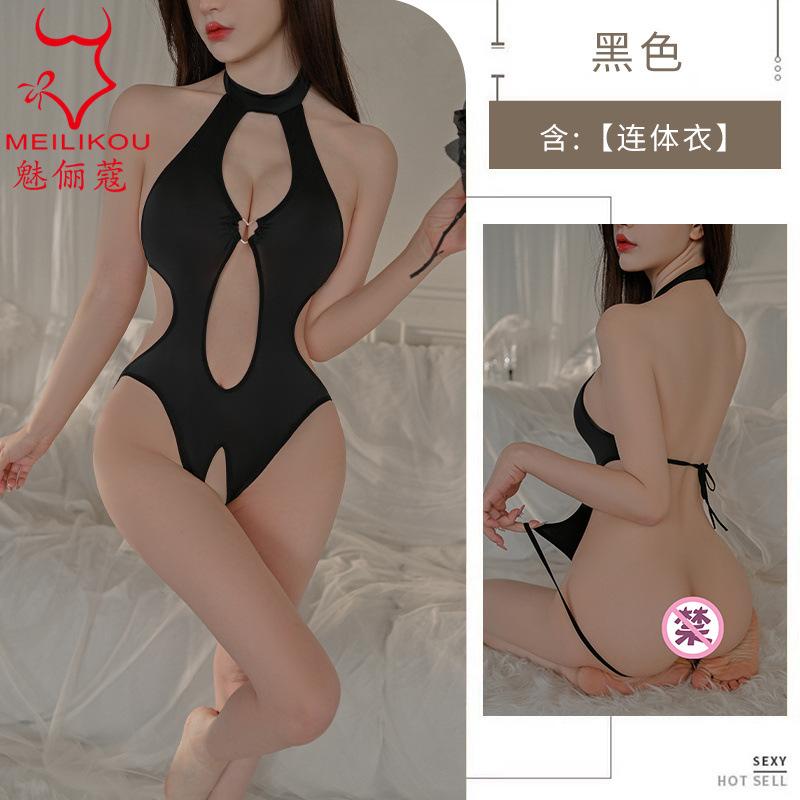 Sexy underwear autumn new sexy neck onesie pure want to open the file at home to show buttocks temptation uniform