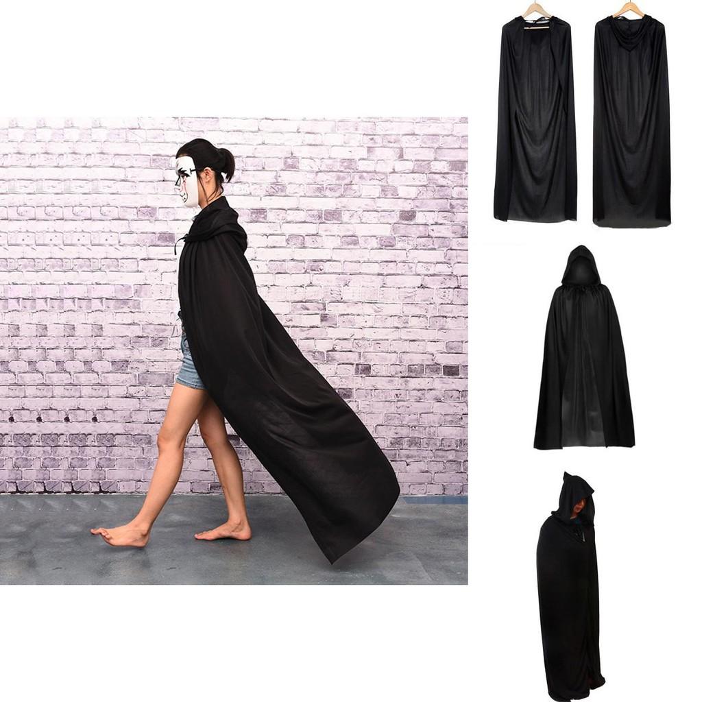 Cape d'Halloween Cosplay Faucheur Vampire Sorcière Magicien Robe Fête Adulte Enfants Cape Légère Noire