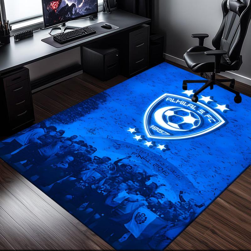 Al Hilal Crest Rug Office Carpet Non-Slip Mat, Chair Rug Floor Covering for Gaming, Bedroom, Living Room , Home Decor Christmas Gift