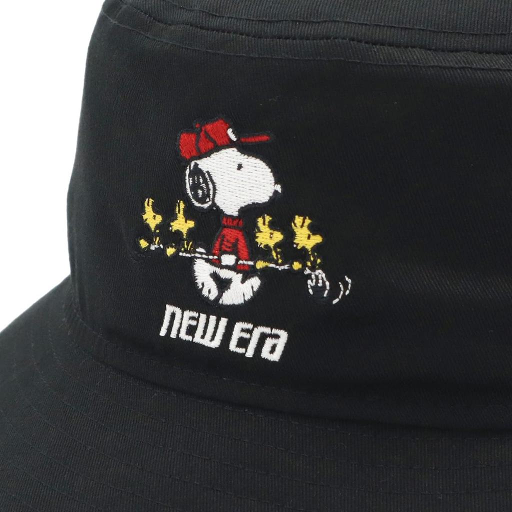 [New Era] Golf Bucket Hat, Cotton, Snoopy Collaboration, Black, ML, GF BUCKET01 PEANUTS BLK