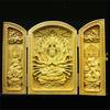 wood carving Guanyin, God of Wealth  sculptures and figurines high-quality portable Home Room Office Wealth Luck Feng Shui Decor