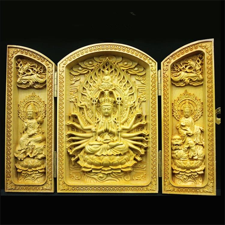 Wood Carving Guanyin, God of Wealth  Sculptures and Figurines High-quality Portable Home Room Office Wealth Luck Feng Shui Decor