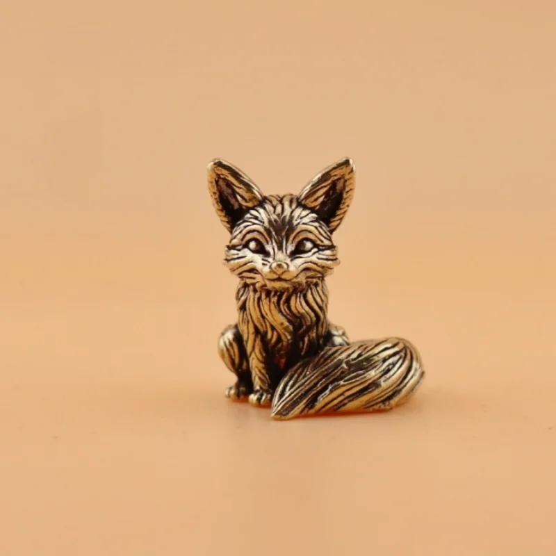 Pure Copper Octopus Statue Vintage Brass Lion Fox Figurines Desktop Feng Shui Ornament Miniatures Antique Tea Pet Crafts