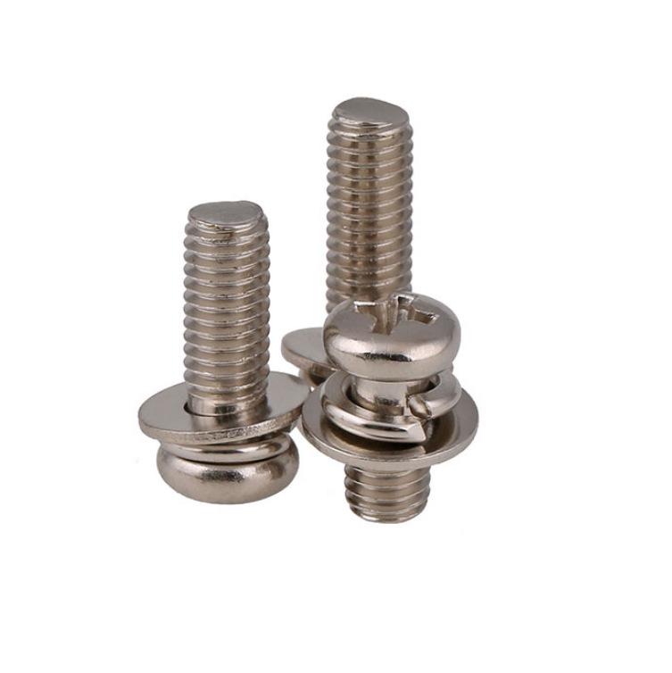 Nickel-Plated Phillips Pan Head Screw with Spring Washer Combo M2-M5