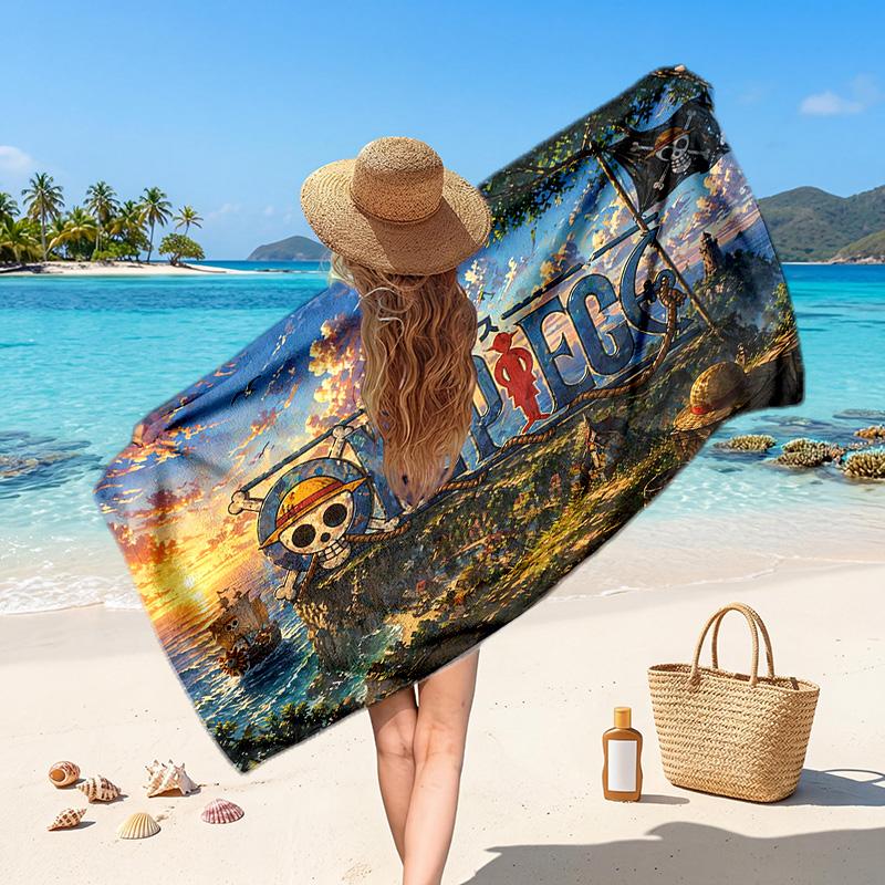 One Piece Printed Swim Towel, Portable Water Absorbent Towel for Beach Camping Daily Bathroom Use