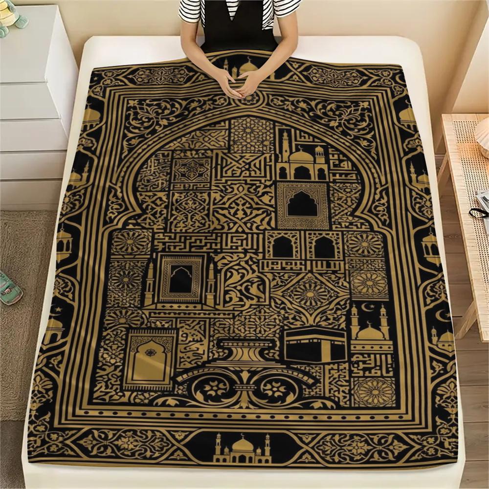 1Pc Muslim Print Flannel Blanket, High Quality Comfortable for All Seasons, Home Decor, Warmth and Comfort, Perfect for Christmas Gifts W127