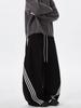Retro Striped Color Block Wide-Leg Sweatpants with Elastic Drawstring for Men & Women
