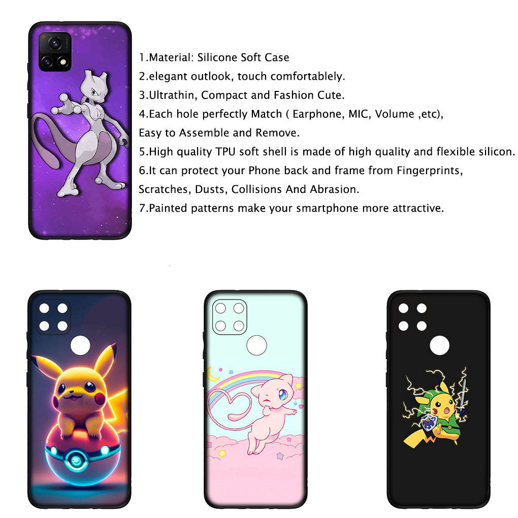 Cover for iPhone 15 14 Xiaomi Redmi Note 13 12 11 Pro Max X 8 7 9 XR Samsung Galaxy S24 S23 OPPO A15 Huawei Mew Mewtwo Pokemon Pikachu Phone Case