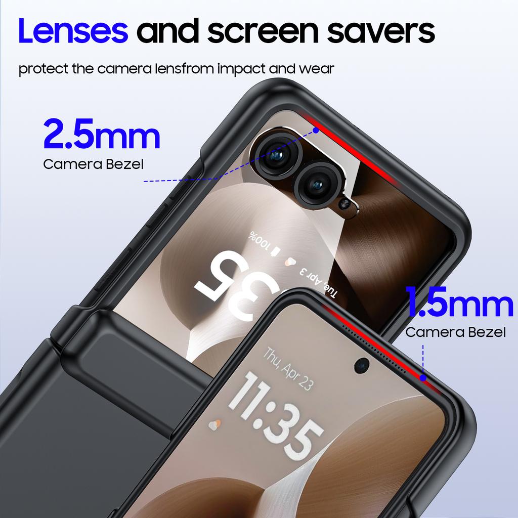 Per Motorola Razr 60 Ultra / Razr Ultra 2025 Con Protezione Cerniera, Pellicola Protettiva Schermo, Custodia Telefono Robusta Anti-Graffio Antiurto per Tutto il Corpo-Nero