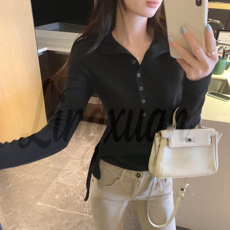 Real Shot Women s Slim-Fit White Tie-Up Layer Top, Early Spring 2026, Stylish Long-Sleeve. Extra Large