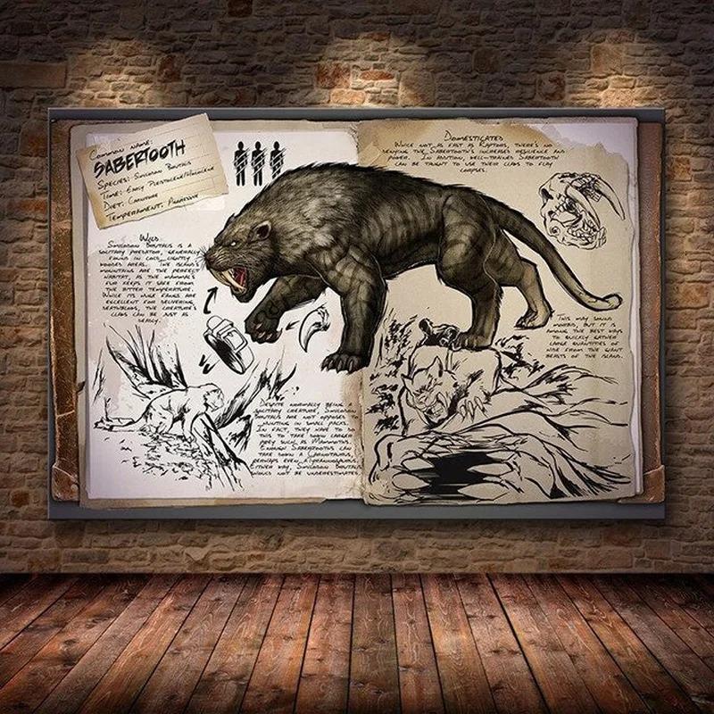 Modułowy Płócienny Ark Survival Evolved Obrazy Malarstwo Gra Survivalowa Wystrój Domu Druk Plakat Dinozaura Salon Nowoczesna Sztuka Ścienna