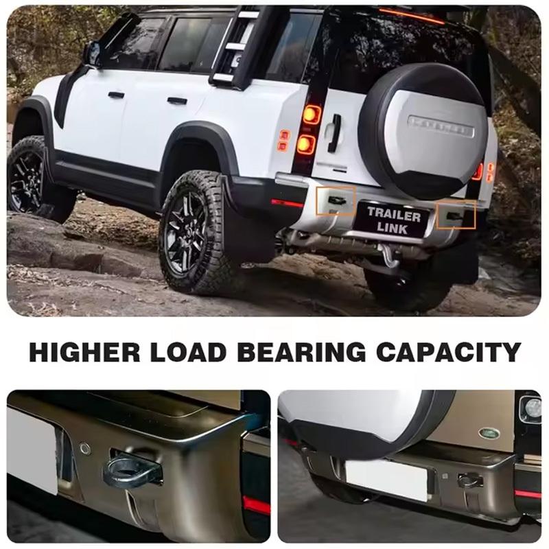 Voor 2020-2024 Land Rover Defender 90 110 Aluminiumlegering Zwart Auto Sleephaak Bumperschroefhaak D-ringen Achteraanhangerhaak Auto-onderdelen