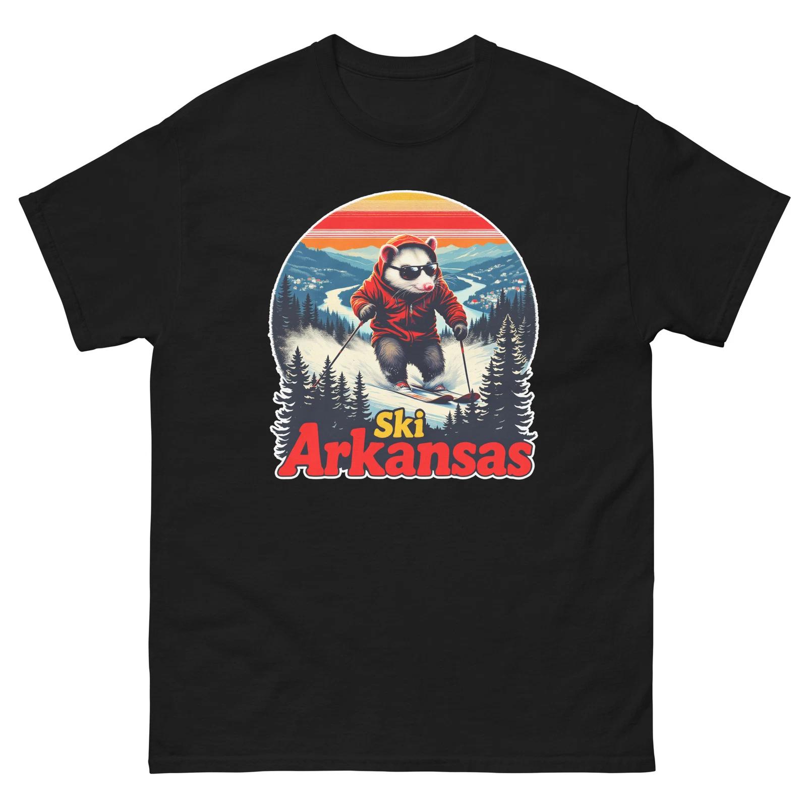 Ski Arkansas Possum Skiing Skier Animal T-Shirt M