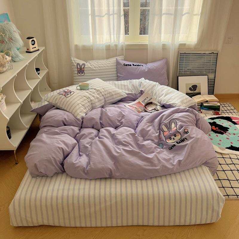 Small Fresh Bed Four-piece Set of Pure Cotton Bedding Quilt Cover Sheets