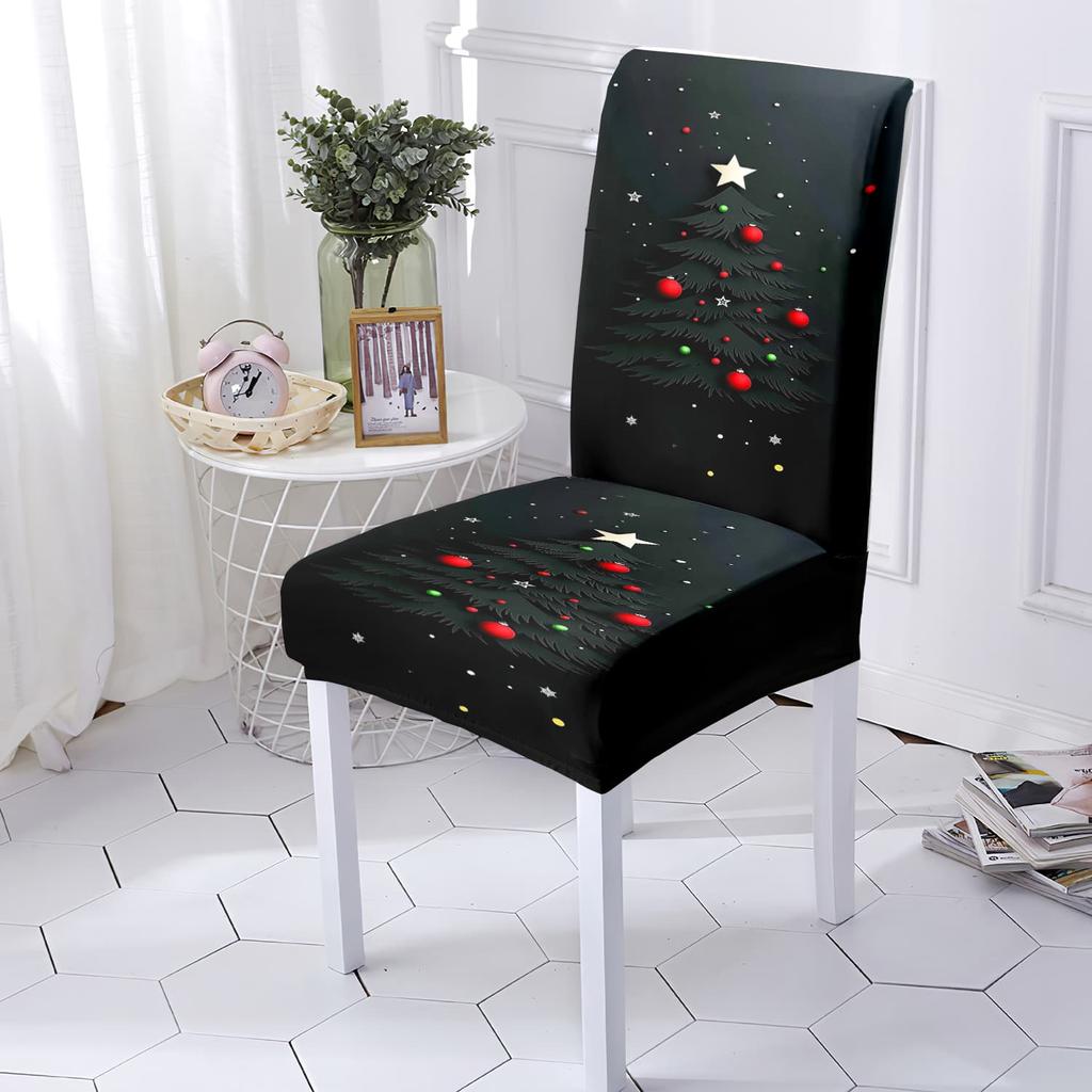 1/4/6pcs Christmas Chair Cover Stretch Spandex Fabric Washable Suitable for Hotel Restaurant Banquet Home Chair Cover