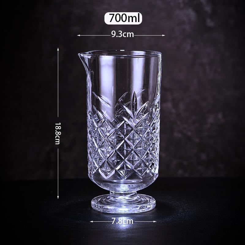 Extra Large Capacity Thickened Tempered Glass Cup Durable 700ml Tall Stem Bartender Cocktail Mixer Stirring Cup 1PCS