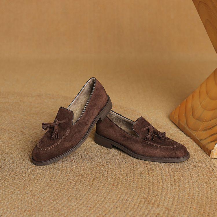Fashion New Winter Sheep Suede Women Pumps Shoes for Women Fashion Round Toe Loafers Shoes Zaptos Mujer Low Heels Deep Mouth Shoes