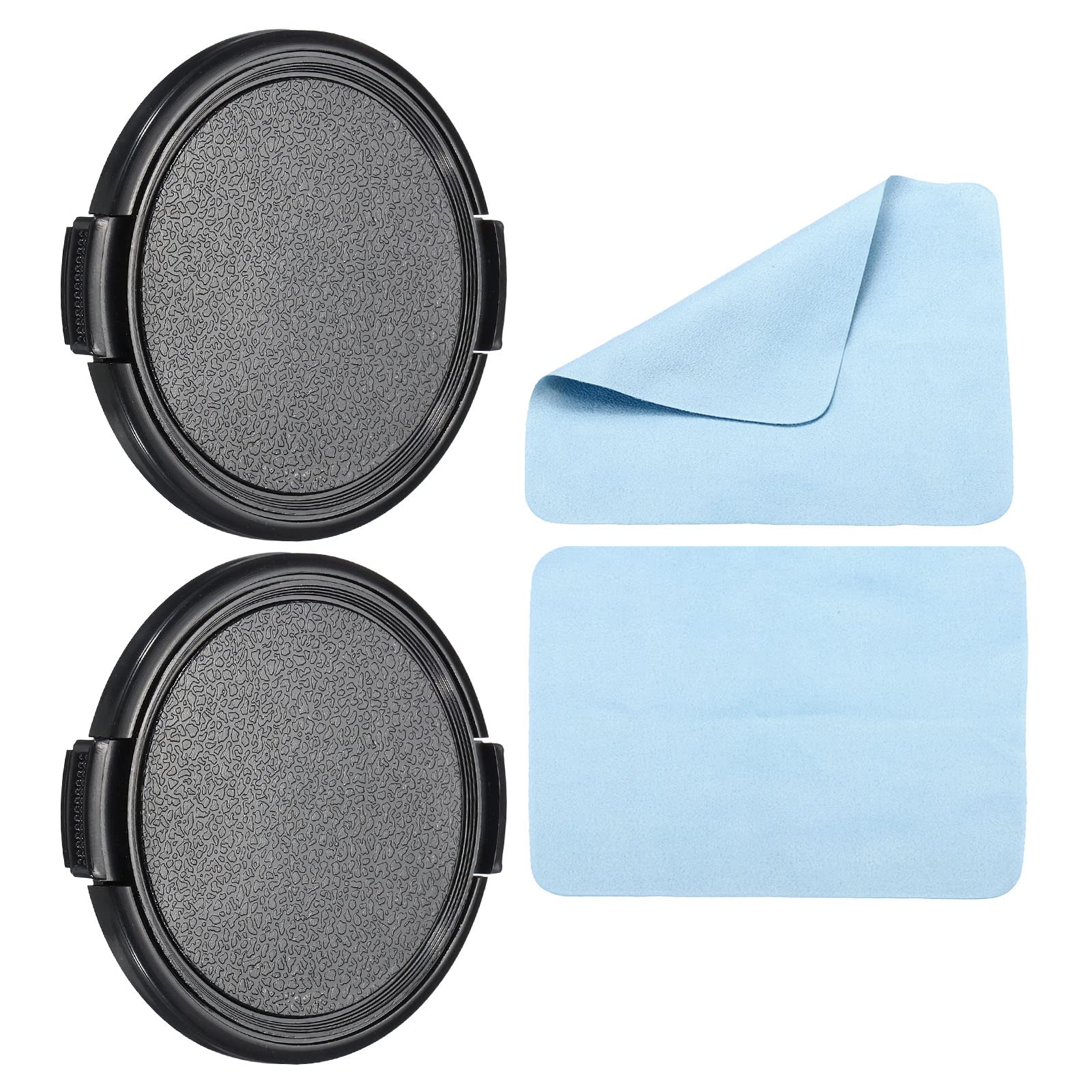 

PATIKIL Camera Lens Cap 2pcs Side Pinch Front Lens Cover with Microfiber Cleaning Cloth 62mm Thread Universal for DSLR Lens