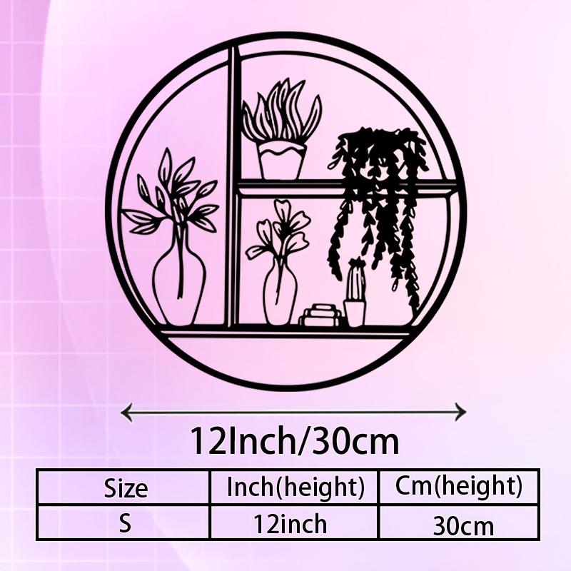 Minimalist Black Metal Circle Plant Shelf Wall Art Sculpture for Kitchen Dining Room Home Decor New Year Gift