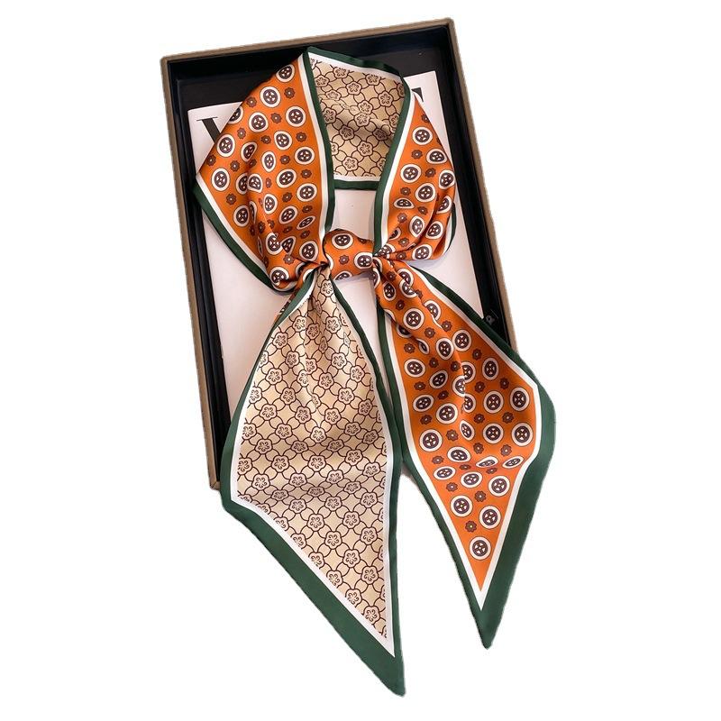 Scarf, Long Silk Scarf, Versatile Silk Scarf, Double-Layer Simulated Silk, Diagonal Scarf, Autumn And Winter Hair Binding And Scarf