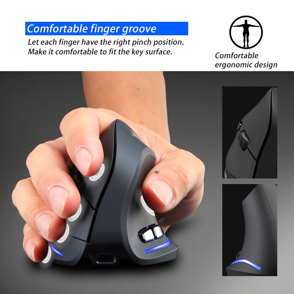 ZELOTES F-35 Wireless 2.4GHz Rechargeable Vertical Mice 6 Buttons 2400 DPI Adjustable Ergonomic Optical Gaming Computer Mouse
