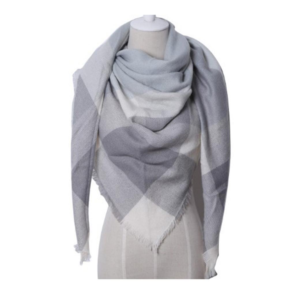 Damen Dreieckiger Winter Großer Schal Warm Gemütlich Übergroß Kariert Wickeltuch Stola Umhang