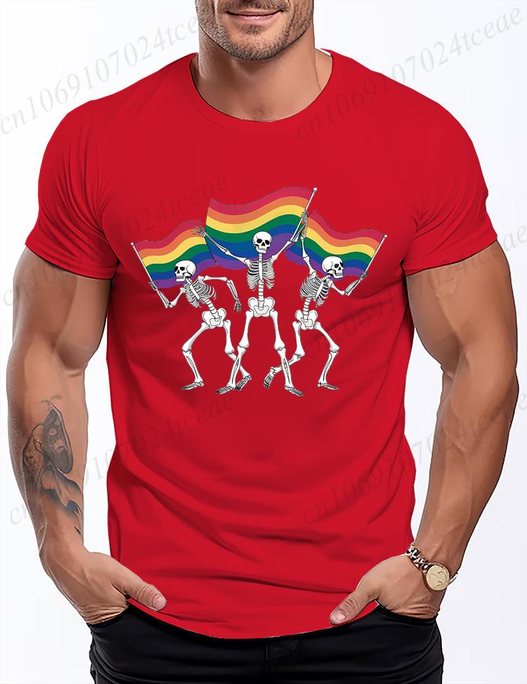 Men Women TShirt Skeleton LGBT Rainbow Pride Month T Shirts Fashion Tee Shirt Streetwear Casual Summer Unisex Tee Clothing Tops