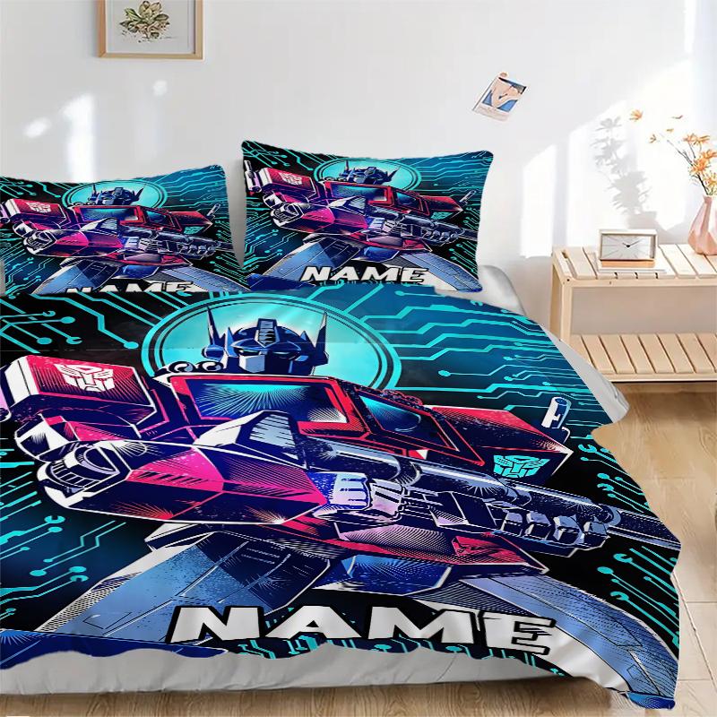 Custom Name Transformative Force Bedding 3 Piece Set HD Print Duvet Cover Pillowcases for Teens Adult Bedroom Decoration