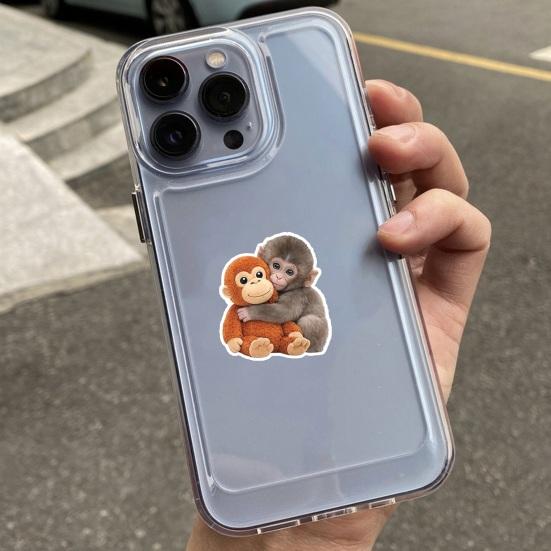 Protect Punch The Monkey Aufkleber Niedlicher Babyaffe hält Plüschtier Aufkleber Warme Heilungsaufkleber für Kinder Dekoration Und Geschenke