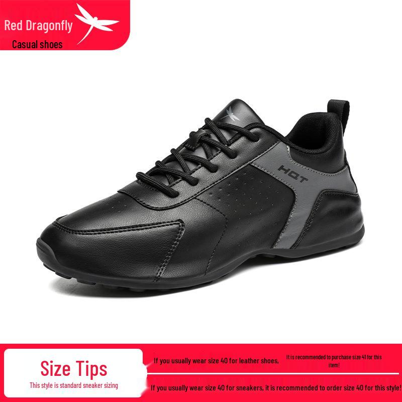 Red Dragonfly Men s Height-Increasing White Leather Outdoor Casual Sneakers 44